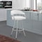 Armen Living Palmdale 30" Swivel White Faux Leather and Silver Metal Bar Stool 795044878165 - alternate 8